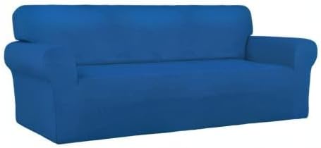 PureFit Super Stretch Sofa Slipcover – Spandex Non Slip Soft Couch Sofa Cover, Washable Furniture Protector with Non Skid Foam and Elastic Bottom for Kids, Pets (Sofa, Classic Blue)