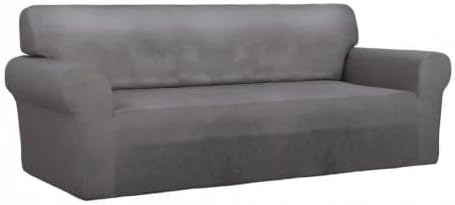 PureFit Super Stretch Sofa Slipcover – Spandex Non Slip Soft Couch Sofa Cover, Washable Furniture Protector with Non Skid Foam and Elastic Bottom for Kids, Pets (Sofa, Light Gray)