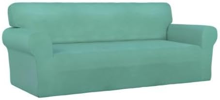 PureFit Super Stretch Sofa Slipcover – Spandex Non Slip Soft Couch Sofa Cover, Washable Furniture Protector with Non Skid Foam and Elastic Bottom for Kids, Pets (Sofa, Cyan)