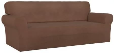 PureFit Super Stretch Sofa Slipcover – Spandex Non Slip Soft Couch Sofa Cover, Washable Furniture Protector with Non Skid Foam and Elastic Bottom for Kids, Pets (Sofa, Brown)
