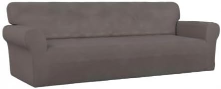 PureFit Super Stretch 4 Seater Sofa Slipcover – Spandex Non Slip Soft Couch Sofa Cover, Washable Furniture Protector with Non Skid Foam and Elastic Bottom for Kids, Pets (XX Large, Taupe)
