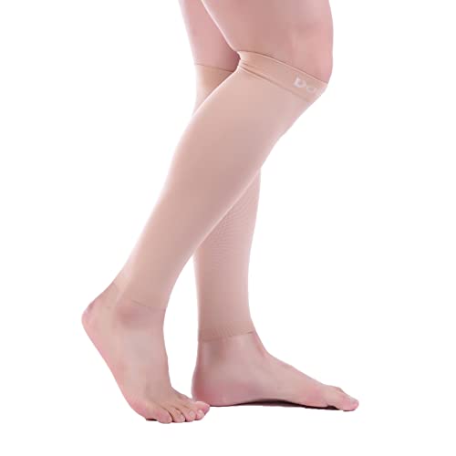 Doc Miller - Compression Calf Sleeve for Petite Men & Women, Medical Grade, 20-30mmHg Graduated Support for Running, Calf Tear, Shin Splints, Knee High, Beige Medium Size, 1 Pair, Petite