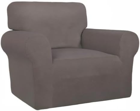 PureFit Super Stretch Chair Sofa Slipcover – Spandex Non Slip Soft Couch Sofa Cover, Washable Furniture Protector with Non Skid Foam and Elastic Bottom for Kids, Pets (Chair, Taupe)