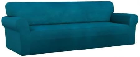 PureFit Super Stretch 4 Seater Sofa Slipcover – Spandex Non Slip Soft Couch Sofa Cover, Washable Furniture Protector with Non Skid Foam and Elastic Bottom for Kids, Pets (XX Large, Peacock Blue)