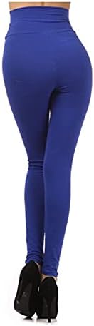 7Wins JJJ Women's Solid Cotton Spandex Jersey Fold Over Waistband Leggings