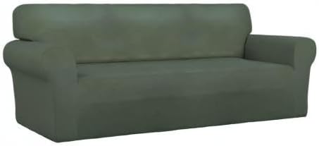PureFit Super Stretch Sofa Slipcover – Spandex Non Slip Soft Couch Sofa Cover, Washable Furniture Protector with Non Skid Foam and Elastic Bottom for Kids, Pets (Sofa, Grayish Green)