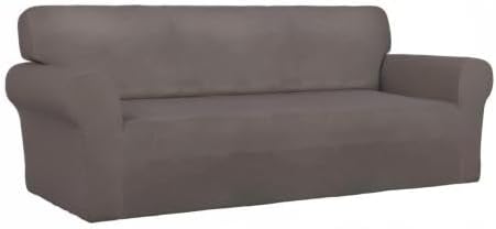 PureFit Super Stretch Sofa Slipcover – Spandex Non Slip Soft Couch Sofa Cover, Washable Furniture Protector with Non Skid Foam and Elastic Bottom for Kids, Pets (Sofa, Taupe)