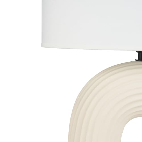 Nourison Home 21" Off White Textured Arch Table Lamp for Bedroom, Living Room, Console, Entryway