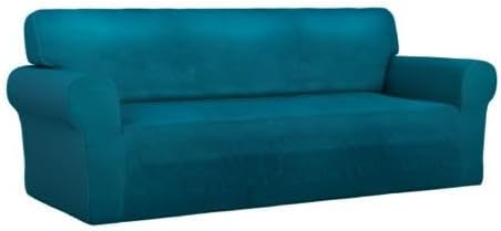 PureFit Super Stretch Oversized Sofa Slipcover – Spandex Non Slip Soft Couch Sofa Cover, Washable Furniture Protector with Non Skid Foam and Elastic Bottom for Kids(Oversized Sofa, Peacock Blue)