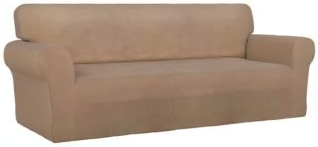 PureFit Super Stretch Sofa Slipcover – Spandex Non Slip Soft Couch Sofa Cover, Washable Furniture Protector with Non Skid Foam and Elastic Bottom for Kids, Pets (Oversized Sofa, Camel)