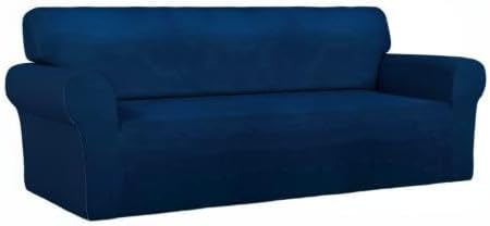 PureFit Super Stretch Sofa Slipcover – Spandex Non Slip Soft Couch Sofa Cover, Washable Furniture Protector with Non Skid Foam and Elastic Bottom for Kids, Pets (Oversized Sofa, Navy)