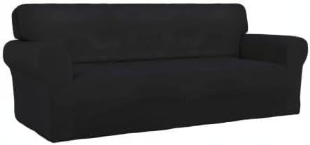 PureFit Super Stretch Sofa Slipcover – Spandex Non Slip Soft Couch Sofa Cover, Washable Furniture Protector with Non Skid Foam and Elastic Bottom for Kids, Pets (Sofa, Black)