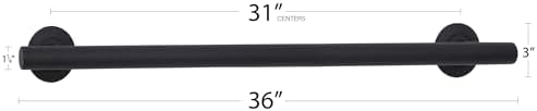 Seachrome 36-inch Coronado Designer Straight Bathroom Shower Grab Bar, Stainless Steel, Matte Black