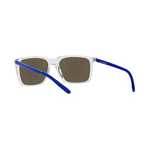 ARNETTE Unisex Sunglasses Transparent Grey Frame, Light Azure Mirror Teal Lenses, 56MM