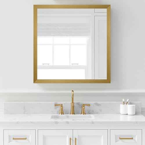 Brushed Gold Peel and Stick Wallpaper Border, PVC Self Adhesive Removable Contact Paper, Waterproof Mirror Frame Sticker for Bathroom, Kitchen and DIY Decor (394''L x 3.94''W)