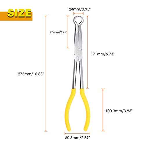 SPEEDWOX Long Reach Hose Grip Pliers 11 Inches Ring Nose 3/5 Inch Diameter Offset Spark Plug Boot Removal Serrated Jaws for Hard to Reach Narrow Spaces