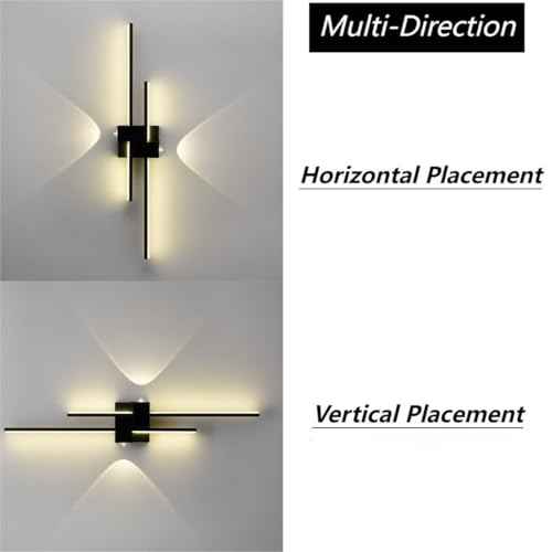 Black Wall Sconces Modern LED Bathroom Vanity Linear Wall Lamp 3000K Warm Light for Living Room Indoor Wall Lighting for Bedroom Living Room Hallway Stairway