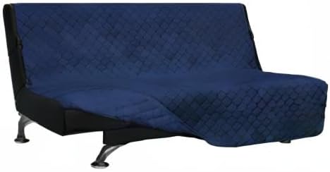 Easy-Going Futon Sofa Slipcover - Reversible Armless Couch Cover - Water Resistant for Pets & Kids (Navy/Navy)