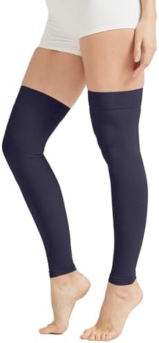MGANG Plus Size 3XL Extra Wide Ankle and Silicone Band, 15-20 mmHg Medical Compression Stockings for Men & Women, Full Leg Support for Varicose Veins, Edema, Travel, Flight, Navy Blue