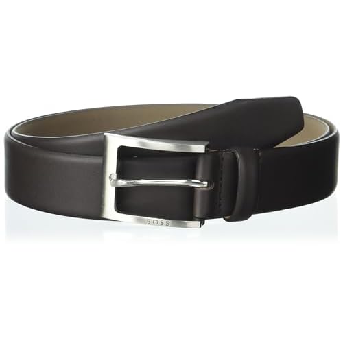 BOSS mens Tonal Logo Buckle Smooth Leather Belt