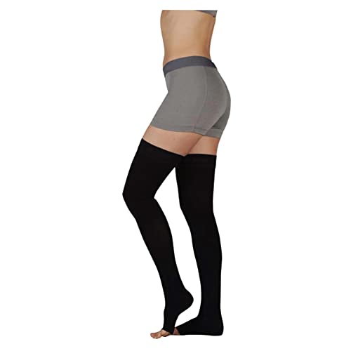 JUZO 20-30 mmHg, Basic, Thigh, OT, Silicone, Black, Size: V (4411AGSB10-V)