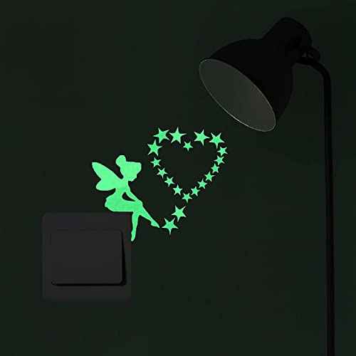 2pcs Luminous Light Switch Decals Glow in The Dark Wish Fairy and Magic Fairy Wall Stickers Light Switch Decor Art Mural Paste