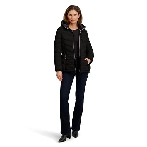 Nautica womens Packable Stretch Puffer Jacket ? Midweight Water-resistant Coat Adjustable Hem