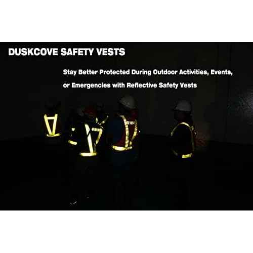 DUSKCOVE 10 Pack Hi Vis Safety Vests - Adjustable Bright Neon Color High Visibility Reflective Safety Straps Gear for Traffic Control, Running, Cycling