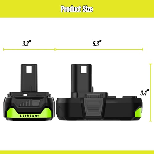 2-Pack 3.0Ah Replacement for Ryobi 18V Battery P103 P104 ? Extended Runtime & Wide Compatibility