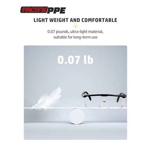 PACIFIC PPE 2 Pack Safety Glasses for Men and Women, ANSI Z87 Anti-fog Eyewear with Scratch Resistant Clear Wraparound Lenses, Adjustable Lab Goggles, UV Protection