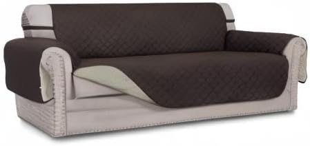 Easy-Going Reversible Oversized Couch Cover for 3 Cushion Couch Sofa Cover for Dogs Water Resistant Furniture Protector Cover with Foam Sticks for Pet (Oversized Sofa, Chocolate/Beige)