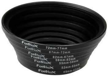 Fotodiox 7 Step Up Ring Filter Adapter Set, Anodized Aluminum, 49-52mm, 52-55mm, 55-58mm, 58-62mm, 62-67mm, 67-72mm, 72-77mm