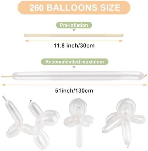 Clear 260 Balloons 100 PCS - Premium Long Skinny Latex Balloons for Animal Twisting, Beginners, Weddings & Birthdays Party Decorations