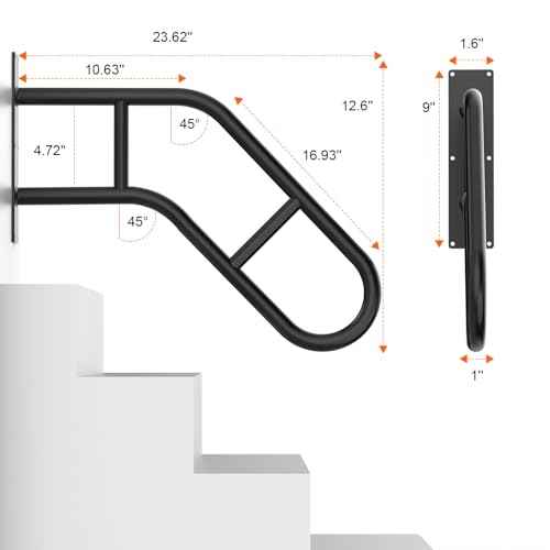 Handrails for Outdoor Steps £¬22.8" Stair Railing Indoor1-3 Step, U-Shaped Safety Handrails for Kids, Elderly, Pregnant Women, Disabled (2 Pack Upgraded U-Shaped handrail)
