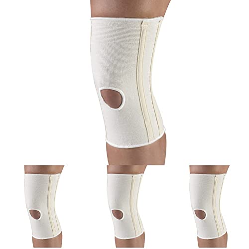 Champion Knee Brace Flexible Stays Knit Elastic, White, Large (Pack of 4)