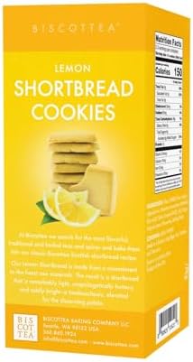 BISCOTTEA All-Natural Traditional Lemon Shortbread Cookies – Gourmet Buttery Biscuits Infused with Real Flavors (8 Cookies)