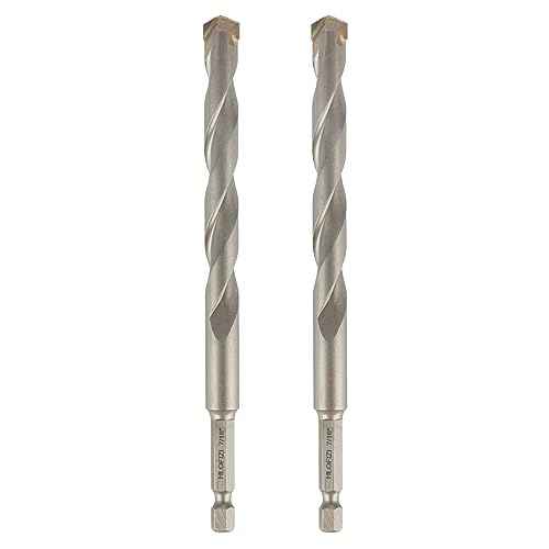 7/16" x 6" Masonry Drill Bits 7/16 inch Concrete Hammer Drill Bits, for Cement, Brick, Stone, Block, Stucco Wall, 2 Pack, Hex Shank