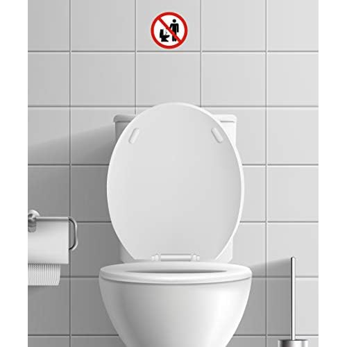 dealzEpic - Do Not Litter in Toilet/Do not Throw Trash in the Toilet Sign - Self Adhesive Peel and Stick Waterproof Vinyl Decal - 3.94 inches in Diameter | Pack of 4 Pcs