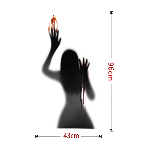 Halloween Wall Sticker Horrible Halloween Female Ghost Wall Decal Removable Glass Window Wall Stickers Decor for Party Decoration Festive Atmosphere