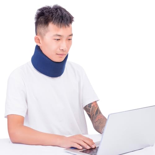 Neck Braces for Neck Pain and Support High-Density Comfort Cervical Collar for Vertebrae Stable and Aligned, Relieve Injury Spine Pressure â Neck Brace for Women & Men Sleeping, Working, Posture (Blue, Medium-Plus)