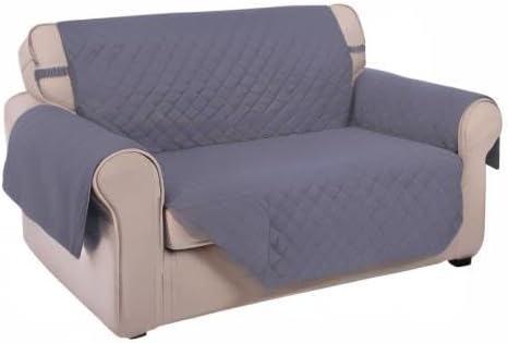 U-NICE HOME Loveseat Sofa Cover Reversible Couch Cover for Dogs with Elastic Straps Water Resistant Furniture Protector for Pets Couch Cover for 2 Cushion Couch (Loveseat, Dark Grey/Dark Grey)
