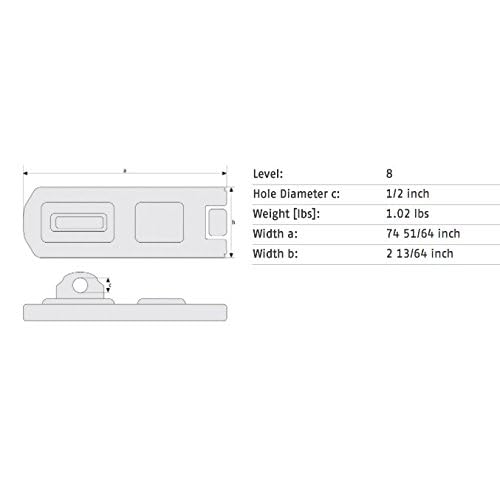 Discus Hasp, Fixed, Natural, 7-1/2 In. L