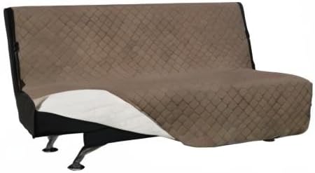 Easy-Going Futon Sofa Slipcover Reversible Sofa Cover Armless Couch Cover Water Resistant Pets, Kids, Children, Dog, Cat (Camel/Ivory)