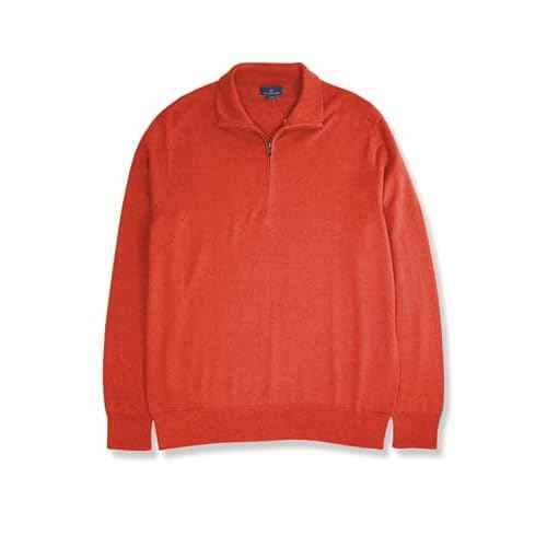 Brooks Brothers Mens Combed Cotton Quarter Zip Mock Neck Sweatshirt Sweater,