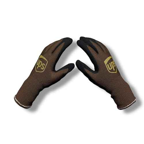 ROVAR UPS Gloves - United Parcel Service Gear (6 PAIRS) Nitrile Coated Seamless Brown Gloves w/Durability and Superior Grip