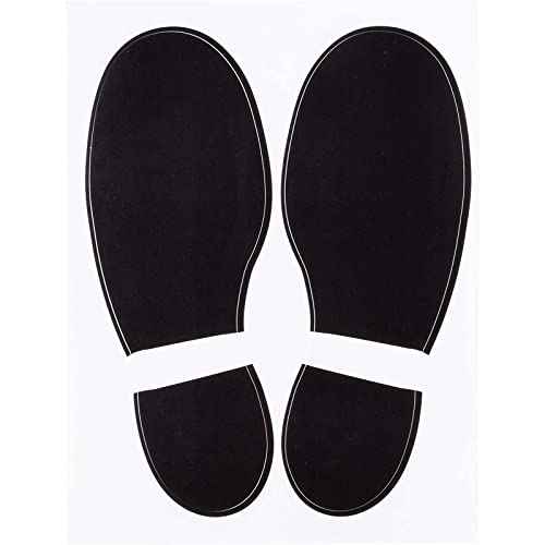 Juvale Shoe Print Floor Stickers - 32 Pairs, Black Vinyl, 8 x 6 in Sheets - Peel & Stick Dancing Feet Floor Stickers & Foot Print Decals for Classrooms, Dance Studios & Hallways
