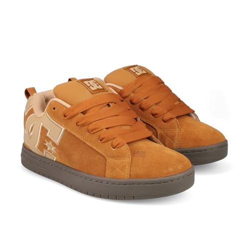 DC Men's Court Graffik SE Skate Sneaker, Brown/Gum, 9