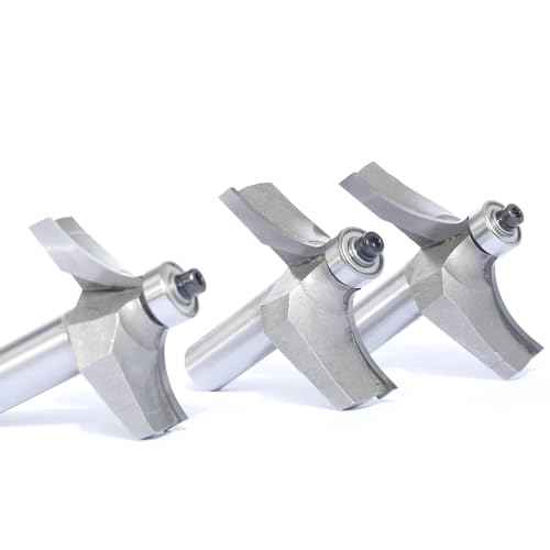 3Pcs Table Edge and Handrail Router Bit,1/2 Inch Shank, Cutting Depth 3/4",7/8",1" Thumbnail Edge Cutters, Carbide Tipped 2 Flute, for Table Wood Profiling,Molding,Edging