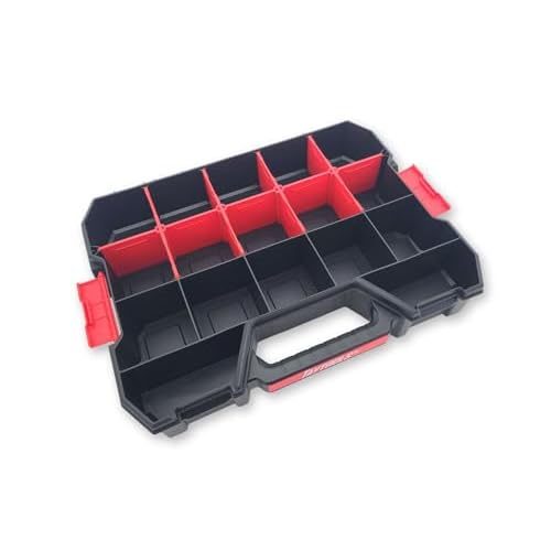 Taytools 17 Compartment Large Parts Organizer Box - Dual Latch Portable Tool Box with Removeable Dividers for Storing Hardware, Screws, Bolts, Nails, Beads or Jewely (Pack of 2)