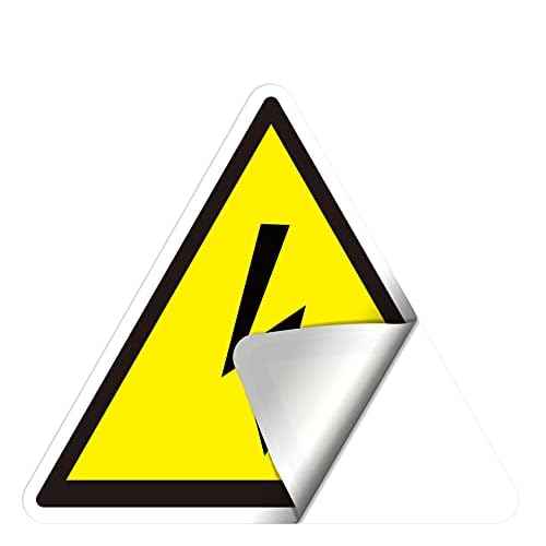 dealzEpic - Yellow Triangle Electrical Shock Hazard Risk Warning Sign - Self Adhesive Peel and Stick Vinyl Sticker - 10 cm (3.94 inches) | Pack of 4 Pcs